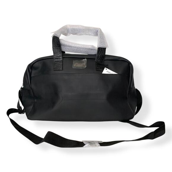 NWT Jimmy Choo unisex black faux leather weekender duffel carry on travel bag - Picture 1 of 9